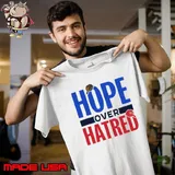Hope over hatred camo orange hat Kamala Harris Tim Walz 2024 T-Shirt