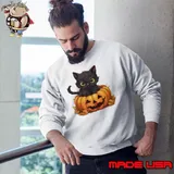 Halloween Black Cat Pumpkin Spooky Kitty Boys Girls Shirt