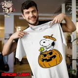 Halloween Pumpkin Snoopy And Woodstock Cartoon Shirt