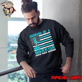 Husband Of A Warrior Ovarian Cancer Awareness Support Usa Flag Sweatshirt