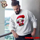 Elf with Santa Claus Hat and Iced Coffee Sweatshirt