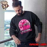 Ghost And Witch Boston Terrier Dog In October We Wear Pink Moon Sweatshirt
