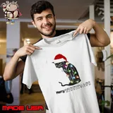 Merry Kiss My Ass Funny Christmas Cat Shirt