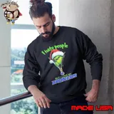 Grinch Santa Hat I Hate People But I Love My Boise State Broncos Christmas Logo Shirt