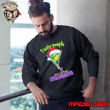 Grinch Santa Hat I Hate People But I Love My Northwestern Wildcats Christmas Logo Shirt