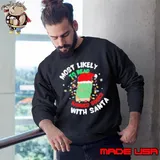 Most likely to read banned books with santa christmas read books Sweatshirt