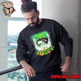 Happy Go Lucky Messy Bun Shamrock St Patrick's Day Tie Dye Sweatshirt