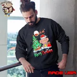 Monkey Wearing Santa Hat Xmas Tree Merry Christmas Monkey Sweatshirt