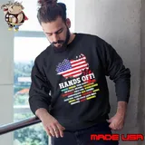 Hands Off Protest 2025 American Flag Social Security Our Jobs Sweatshirt