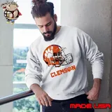 Clemson Tigers Youth Heather Dripping Football Helmet T Sweatshirt