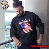 She wants the D Donald Trump 2028 shirt
