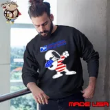 USPS Snoopy dabbing character logo usa flag shirt