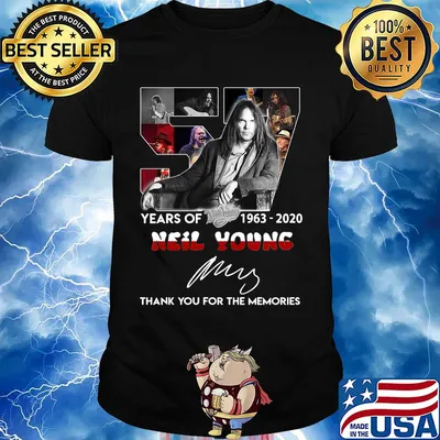 57 years of 1963-2020 neil young signature thank you for the memories shirt