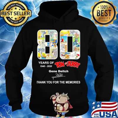 80 years of 1940 2020 Tom and Jerry gene deitch signature s Hoodie