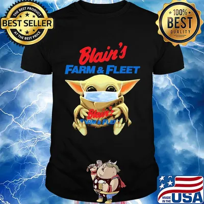 Baby Yoda face mask hug Blain's Farm and fleet shirt