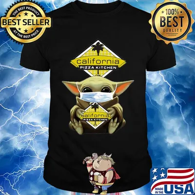 Baby Yoda hug California Pizza Kitchen shirt