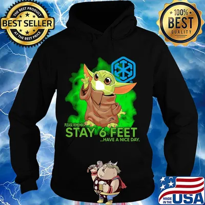 Baby Yoda mask CH Robinson please remember stay 6 feet have a nice day s Hoodie