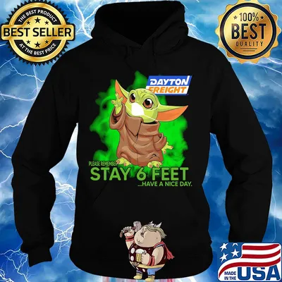 Baby Yoda mask Dayton Freight please remember stay 6 feet have a nice day s Hoodie