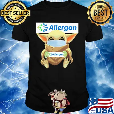 Baby Yoda mask hug Allergan shirt