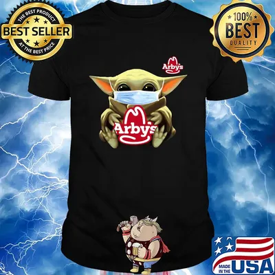 Baby Yoda mask hug Arby's shirt