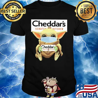 Baby Yoda mask hug Cheddar's Scratch kitchen shirt