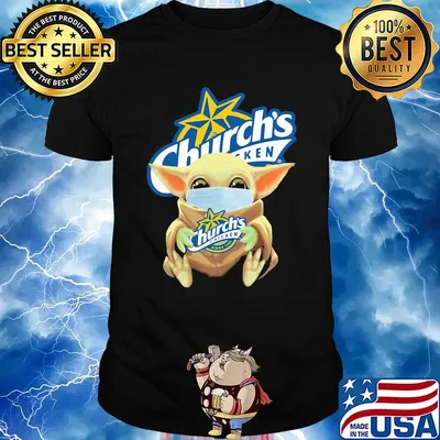 Baby Yoda mask hug Church's Chicken since 1963 shirt