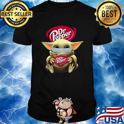 Baby Yoda mask hug Dr Pepper est.1885 shirt