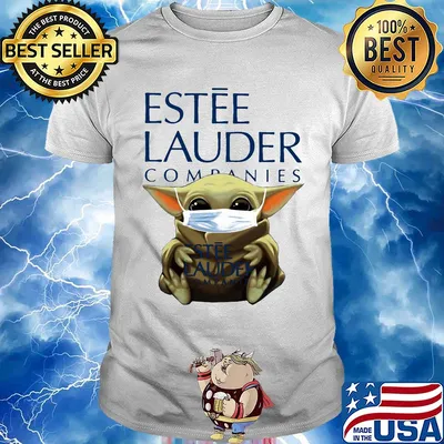 Baby Yoda mask hug Estee Lauder companies shirt