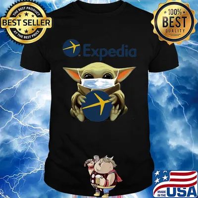 Baby Yoda mask hug Expedia shirt