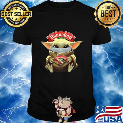 Baby Yoda mask hug Hannaford shirt