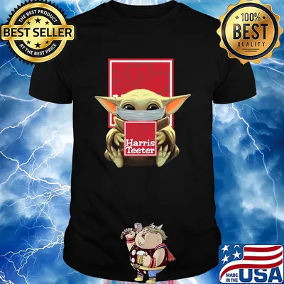 Baby Yoda mask hug Harris Teeter shirt