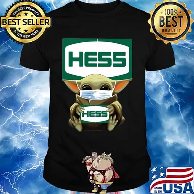 Baby Yoda mask hug Hess shirt