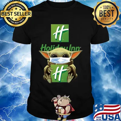 Baby Yoda mask hug Holiday Inn shirt