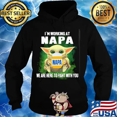 Baby Yoda mask hug I'm working at Napa we are here to fight with you s Hoodie