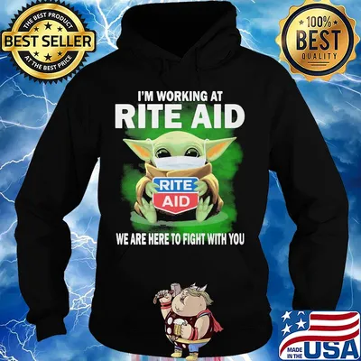 Baby Yoda mask hug I'm working at Rite Aid we are here to fight with you s Hoodie