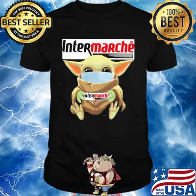 Baby Yoda mask hug Intermarche shirt