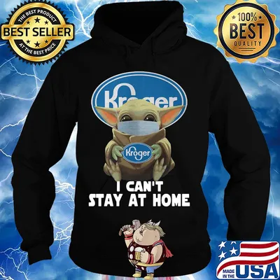 Baby Yoda mask hug Kroger I can't stay at home s Hoodie
