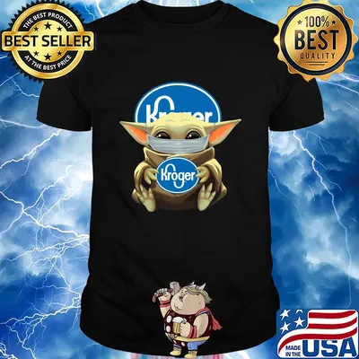Baby Yoda mask hug Kroger shirt