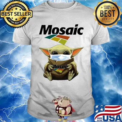 Baby Yoda mask hug Mosaic shirt
