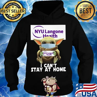 Baby Yoda mask hug NYU Langone Health I can't stay at home s Hoodie