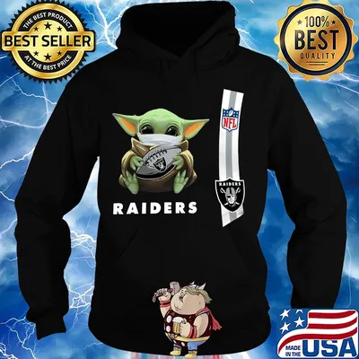 Baby yoda mask hug Oakland Raiders ball NFL s Hoodie