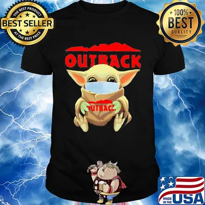 Baby Yoda mask hug Outback shirt