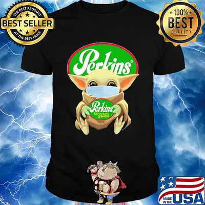 Baby Yoda mask hug Perkins Restaurant and Bakery shirt