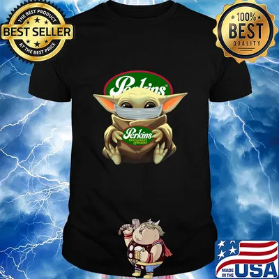 Baby Yoda mask hug Perkins Restaurant and Bakery shirt