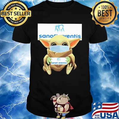 Baby Yoda mask hug Sanofi Aventis shirt