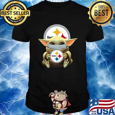 Baby Yoda mask hug Steelers shirt