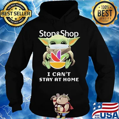 Baby Yoda mask hug Stop and Shop I can't stay at home s Hoodie