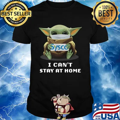 Baby Yoda mask hug Sysco shirt