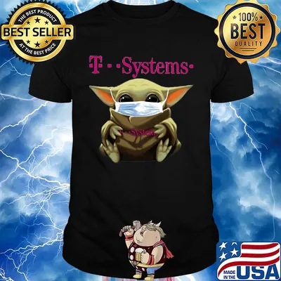 Baby Yoda mask hug T Systems shirt