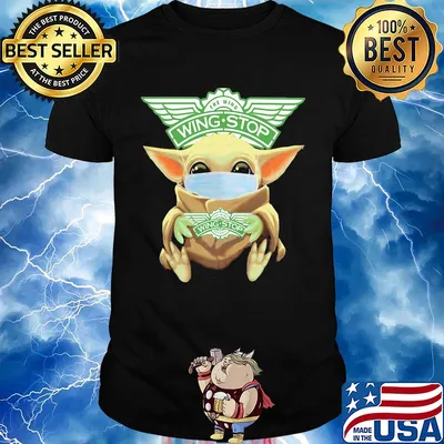 Baby Yoda mask hug The Wing Wing Stop shirt